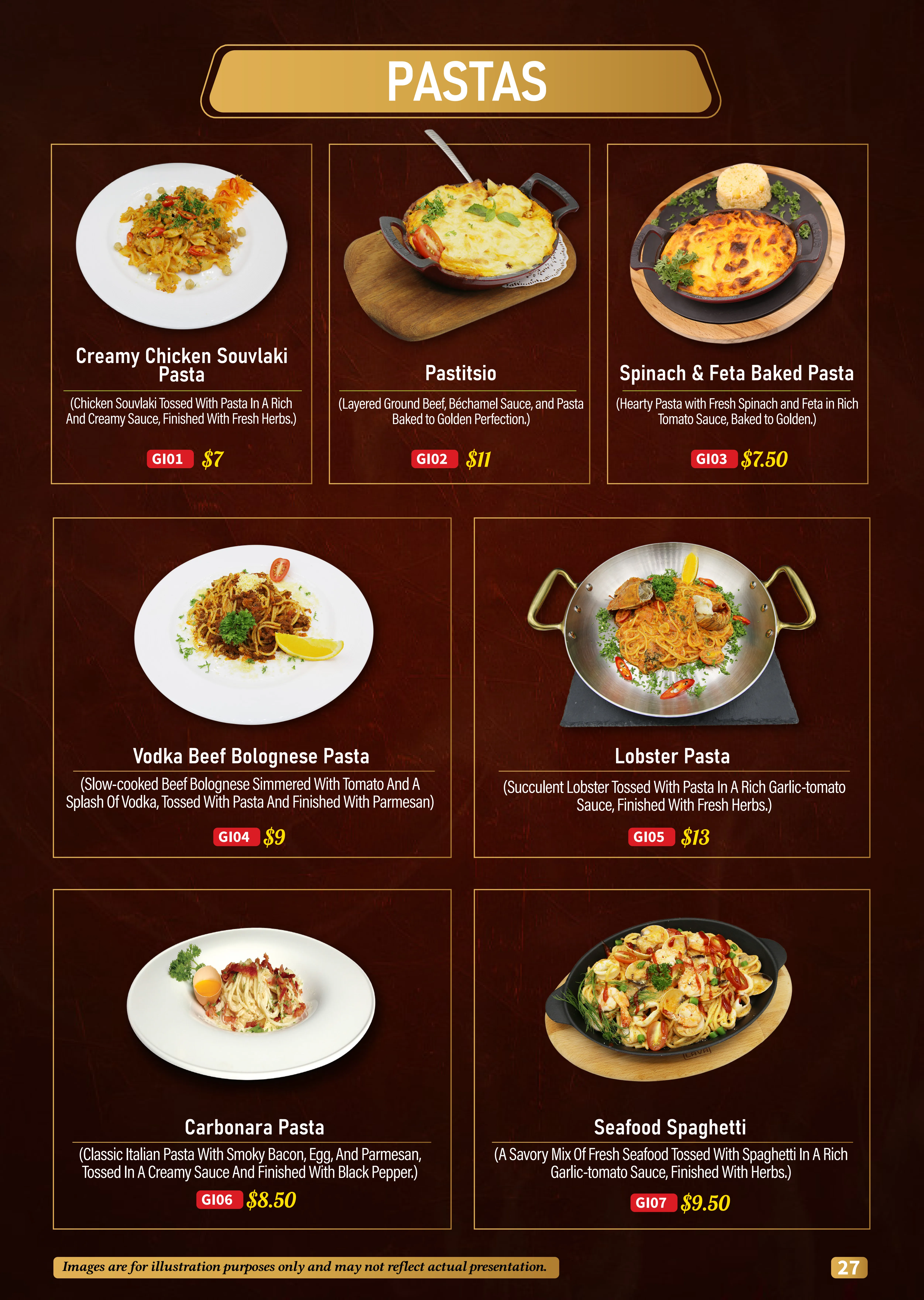 Pasta Menu 1